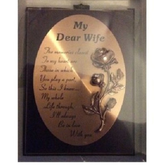BELL TREE INC. MY DEAR WIFE PLAQUE - BROWN/GOLD (NEW WITH TAGS) - Picture 1 of 5